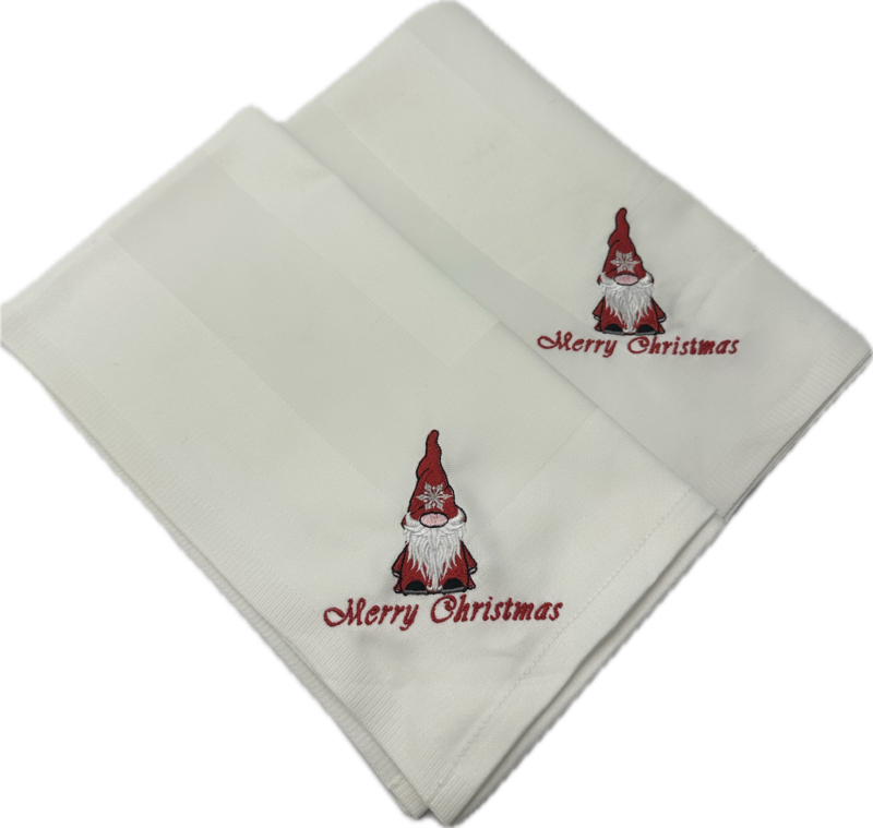 Kerst servetten Damast Grome rood  merry christmas set van 2 stuks