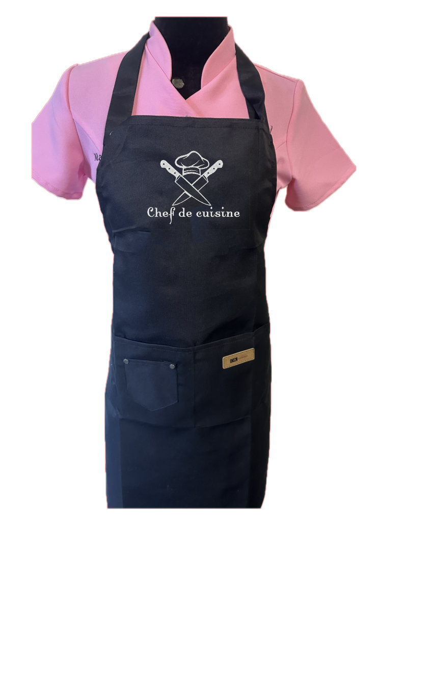 Keukenschort zwart met tekst of naam - Afbeelding 4