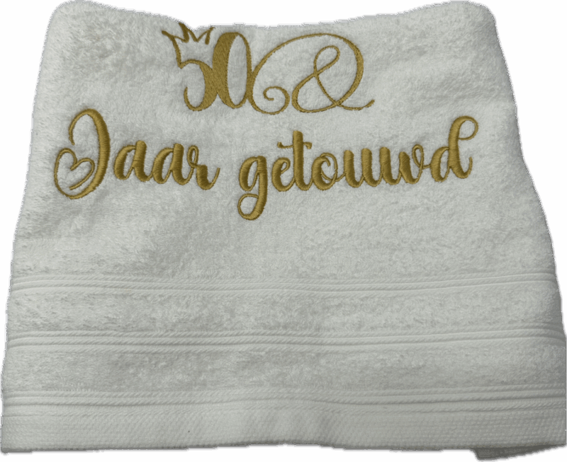 Bad handdoek wit 50 jaar Huwelijk met kroon
