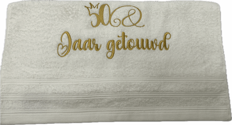 Bad handdoek wit 50 jaar Huwelijk met kroon - Afbeelding 2