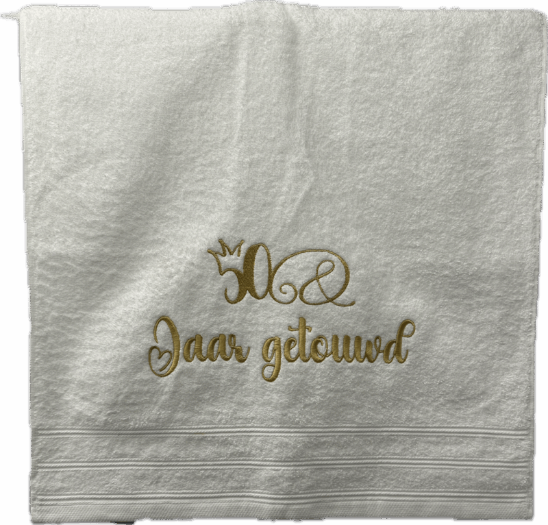 Bad handdoek wit 50 jaar Huwelijk met kroon - Afbeelding 3