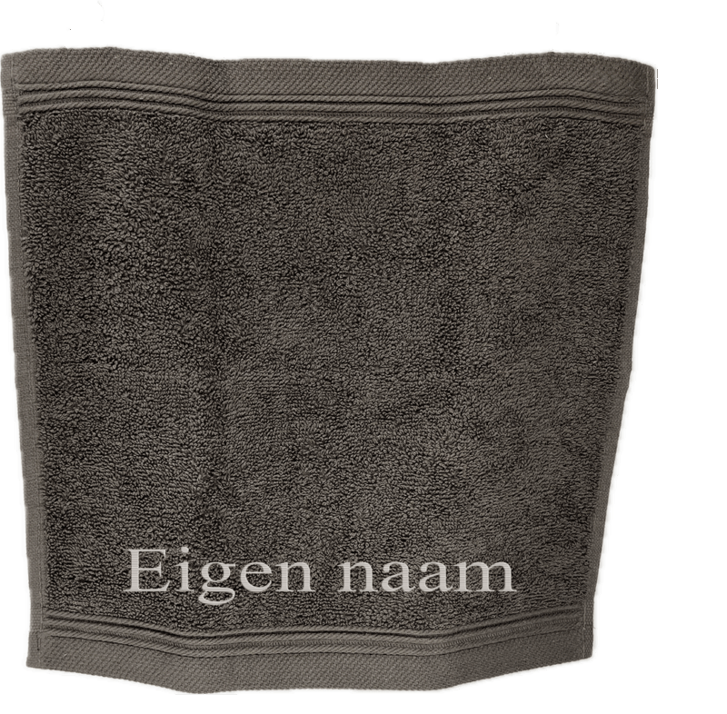 mini gastendoekje met eigen naam geborduurd - antraciet - 30x30cm