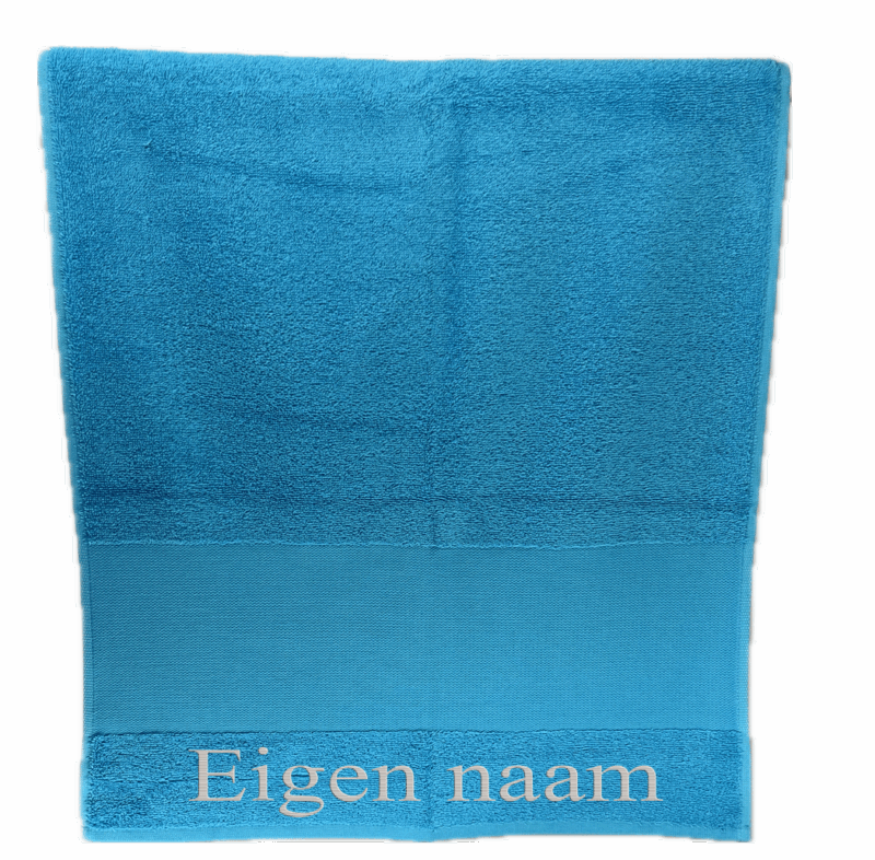 Handdoek-brede band turquoise - 50x100cm