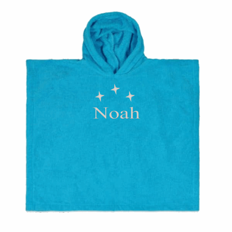 poncho turquoise (55x55) - 1 stuk Met GRATIS uw naam er op geborduurd | Borduurservice Valkenburg
