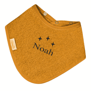 Bandana slabbetje uni line - ochre - met GRATIS geborduurde naam