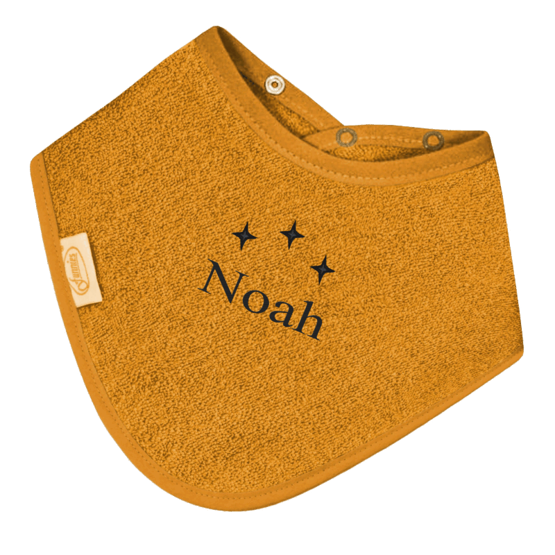Bandana slabbetje uni line - ochre - met GRATIS geborduurde naam