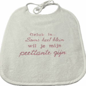 Slabbetje - roze - wil je mijn peettante worden?