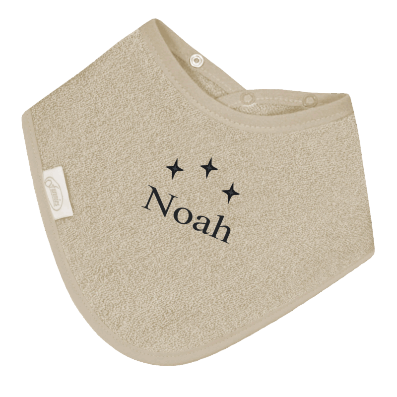Bandana slabbetje uni line - cream - met GRATIS geborduurde naam