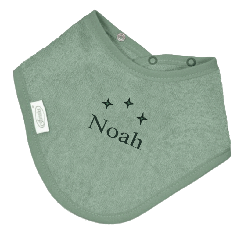 Bandana slabbetje uni line - stone green - met GRATIS geborduurde naam